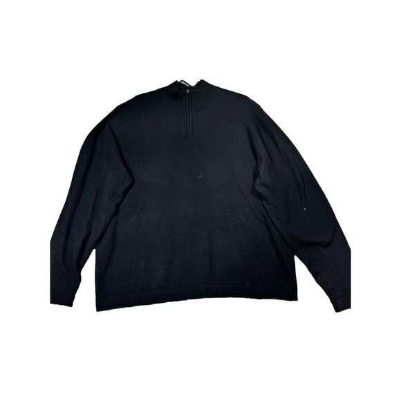 Garret Scott Mens XL Sweater Extra Fine Merino Wool 1/4 Zip Pullover Solid Black - Picture 1 of 7
